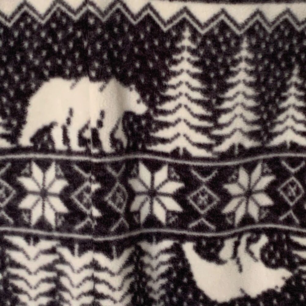 Old Navy Fleece PJs SZ M Women's Romper Black White One Piece Christmas Winter - Picture 8 of 14